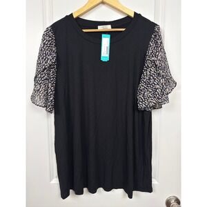 Beacon Apparel Fayez Tulip Sleeve Knit Top Black 2X Stitch Fix New With Tags